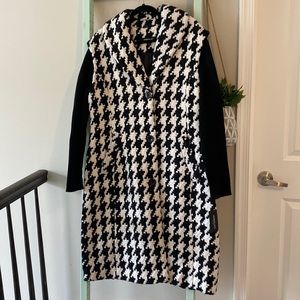 kenneth cole houndstooth wool blend knit coat